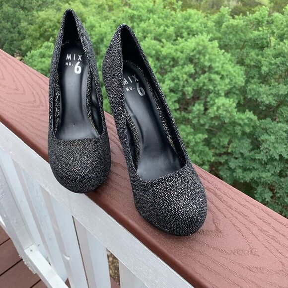 Mix No. 6 Black Shimmer Platform‎ Formal Heels - Picture 1 of 11